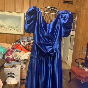 Blue Satin Prom Dress